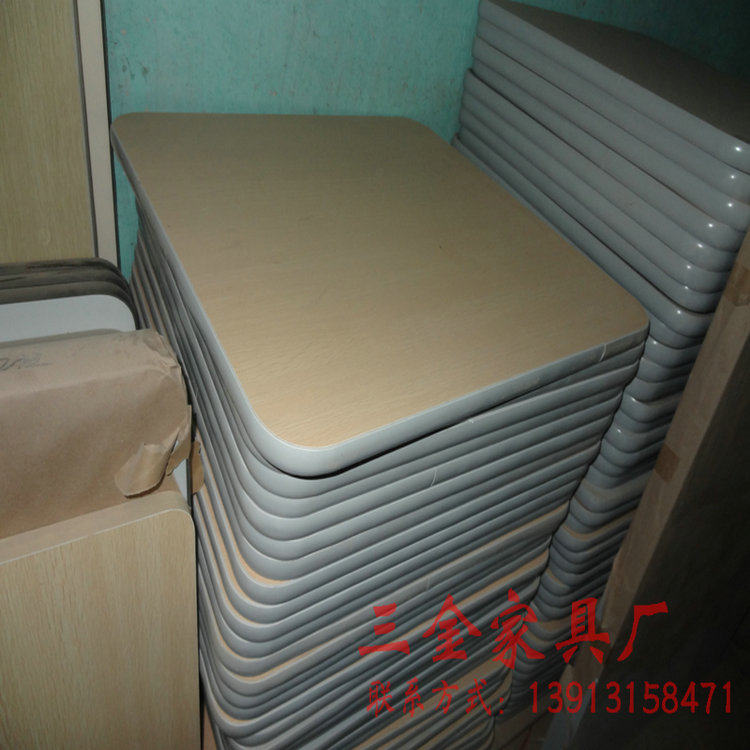 Fireproof board dining table surface office desk duck mouth side particle board aluminum alloy multi-layer board student class furniture desk fast dining table