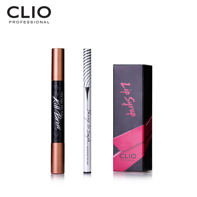 Clio/珂莱欧两用眉笔唇膏眼线液3件套纹眉细腻润泽保湿彩妆套装