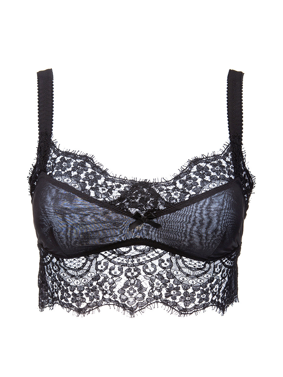Dolce&Gabbana 黑色蕾丝包裹式背心款文胸