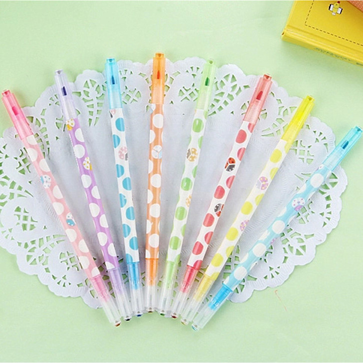 Japan-ROK Stationery Erasable Erasable word pen Candy Color Double Head Fluorescent Pen Color Mark Pen Key Mark