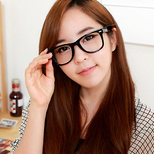 Kamandy fashion rice nail round frame glasses lovers mirror black frame flat light men and women with same mirror can plus money for myopia