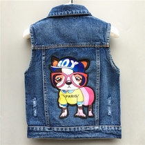 2018 New Spring and Autumn Childrens cowboy vest baby childrens clothing dog girl waistcoat cartoon Wild Woman