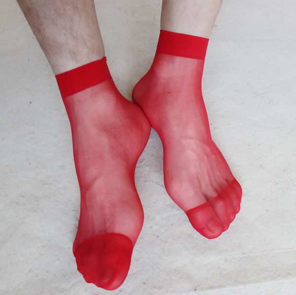 Ultra-Thin Red Men's Pure Silk Multi-Color Ankle Socks, Ultra-Short Men's Silk Socks, Men's Short Silk Socks, Men's Socks