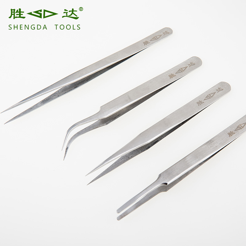 Shengda tools Straight head elbow tweezers Pointed tweezers Special tip clip pliers tweezers pliers