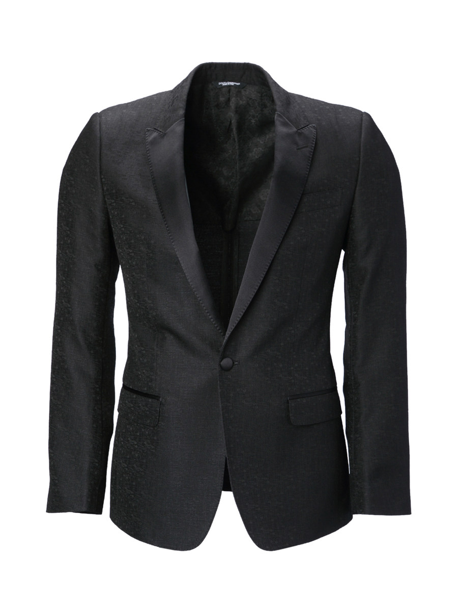 Dolce&Gabbana 黑色戗驳领暗纹西装外套