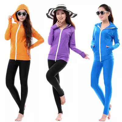 Big factory tail goods long-sleeved hooded two-piece sunscreen swimsuit wetsuit jellyfish suit Snorkeling surfing quick-drying equipment