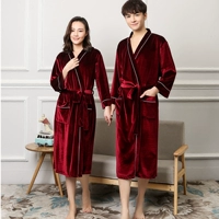 Áo choàng mùa xuân và mùa thu nữ mùa hè nhung vàng áo choàng nam dài phần gợi cảm nóng bộ đồ ngủ mỏng phần rắn màu dịch vụ nhà băng lụa pijama dài tay