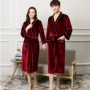 Áo choàng mùa xuân và mùa thu nữ mùa hè nhung vàng áo choàng nam dài phần gợi cảm nóng bộ đồ ngủ mỏng phần rắn màu dịch vụ nhà băng lụa pijama dài tay