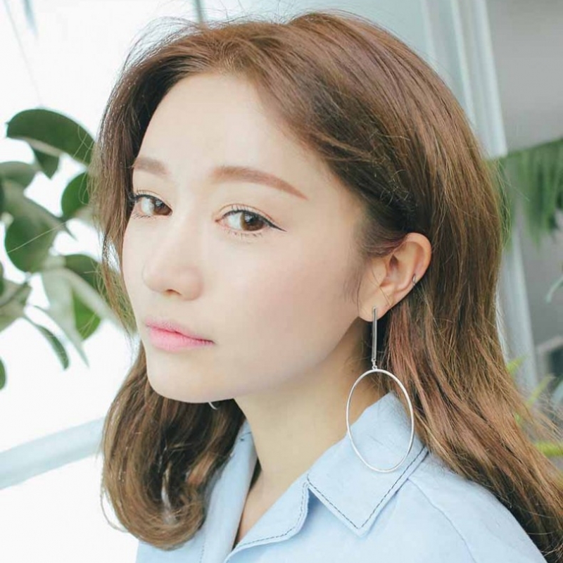 韩国stylenanda官方正品 金属条and圆环拼接耳饰