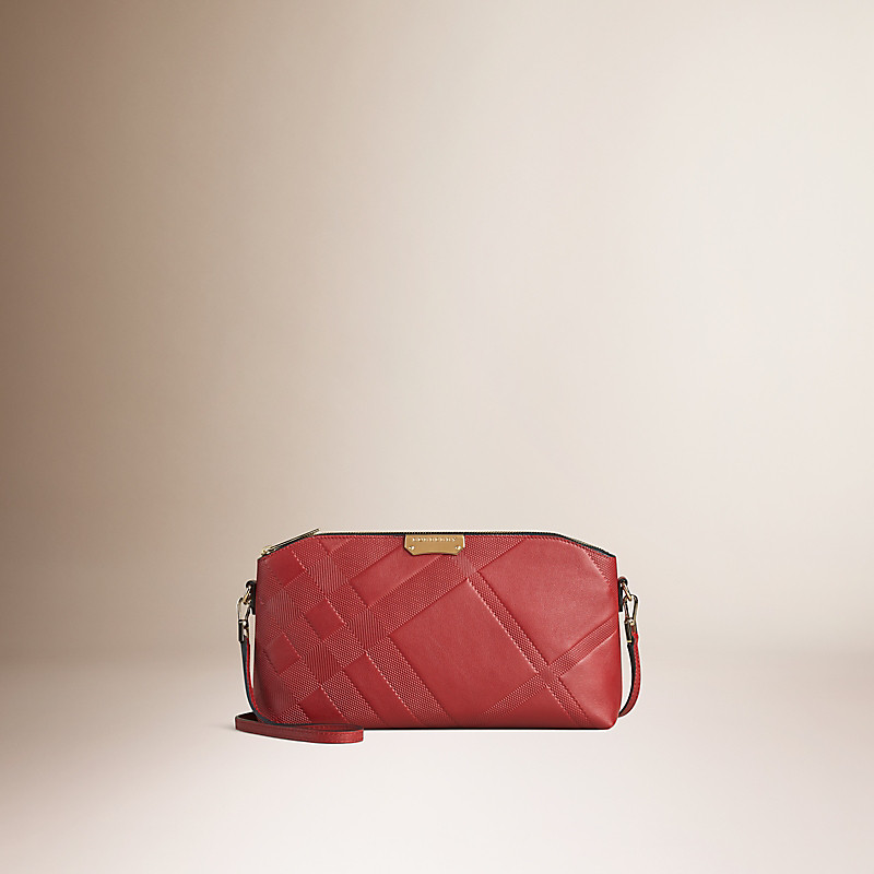 BURBERRY/博柏利小号格纹压花皮革手拿包 40036971