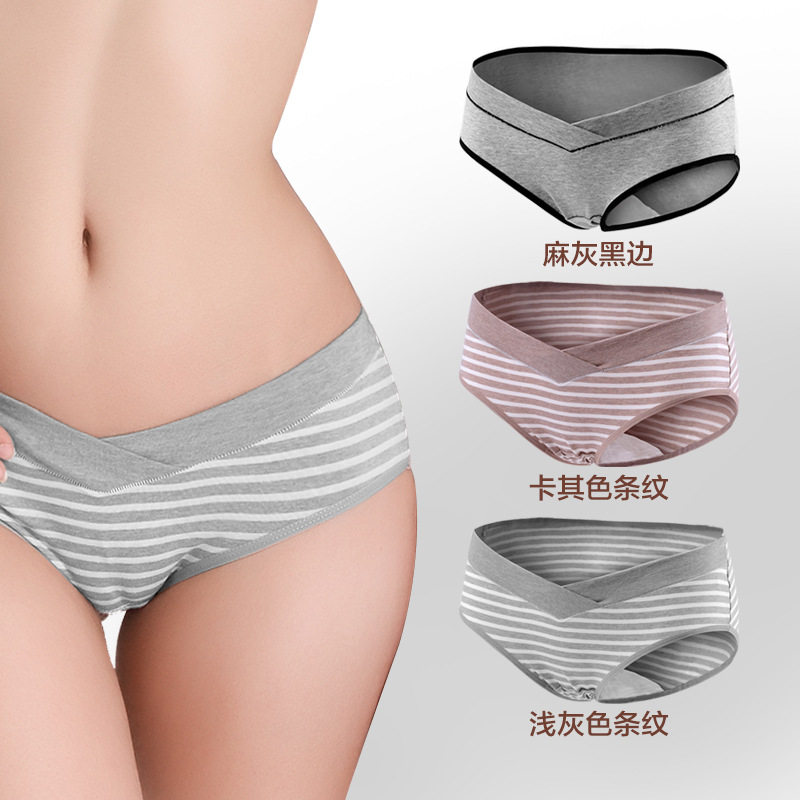 Three-pack cotton pregnant women low waist underwear Cotton belly cotton pregnant women pregnancy safety pants breathable and comfortable
