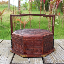 Red Wood Fruit Basket Lao Grand Red Acid Branches Lift basket Bilayer Snack Box Mooncakes with Toe Yellow Sandalwood Food Basket