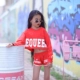 [Cho tiền để bán] Cô gái nhảy jazz áo len dài tay ngắn hip hop đỏ trang phục nhảy jazz lỏng lẻo trang phuc bieu dien Trang phục