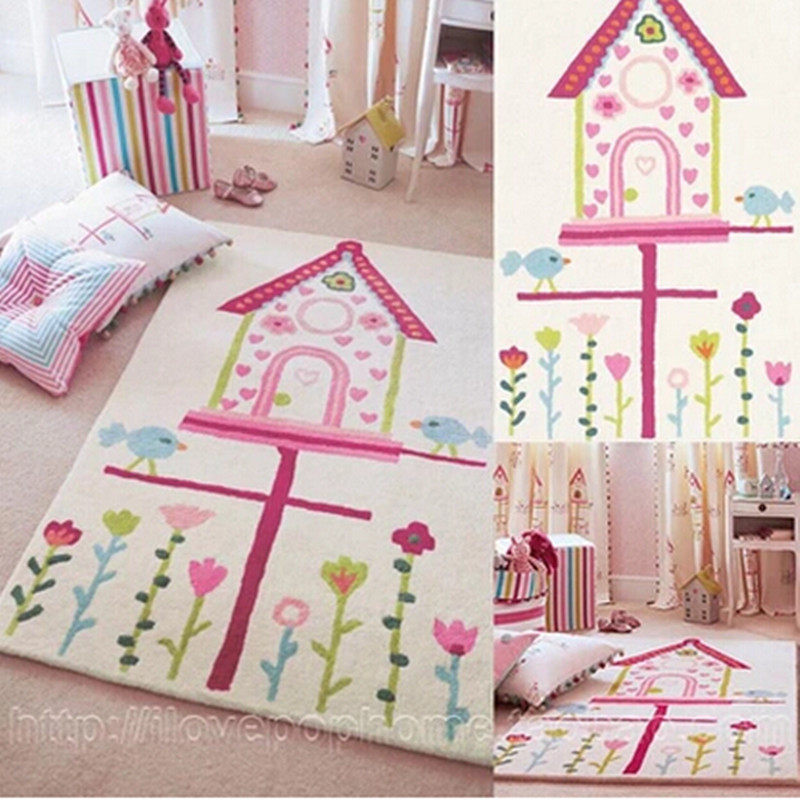Pastoral children's room girl carpet living room coffee table sofa bedroom bedside handmade acrylic carpet custom