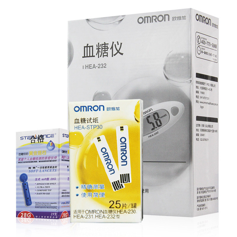 欧姆龙电子血糖测试仪家用HEA-232测量血糖智能全自动精准25试纸
