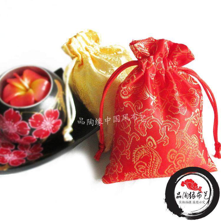 Buddha Bag Buddha Pearl Bags Delight in bags Bags Jewelry Casket bags Pumping Mouth First Accessories Box Silk Satin Bags Yellow small cloth bags 