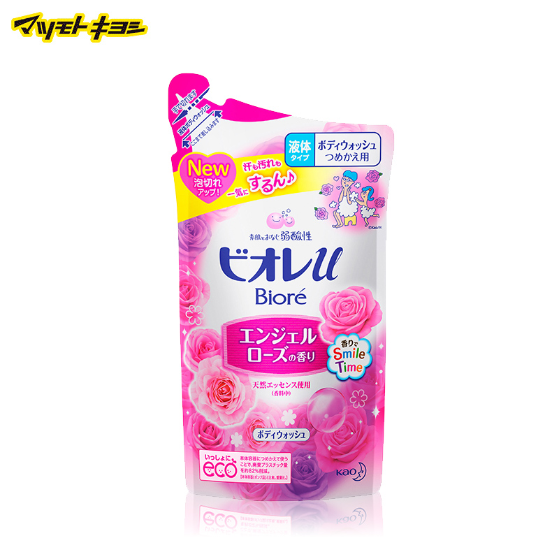 日本松本清 日本直邮 碧柔天使玫瑰香沐浴露替换装380ml
