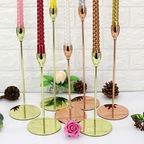 Nordic style candlestick Wrought iron gold-plated candlestick dining table Candlestick Romantic ornaments decorative soft decoration model room dining table