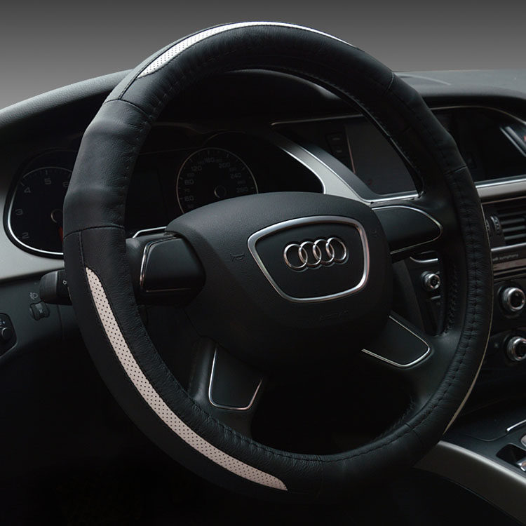 真皮汽车方向盘套 福特翼虎福克斯翼搏福睿斯防滑车把套四季通用