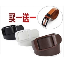 Plastic buckle belt mens belt mens Korean version of needle-free buckle belt over security belt tide