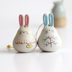 Small fresh long-eared rabbit handmade ceramic pendant, fashionable and popular, cute and adorable home decoration, gift for students and friends