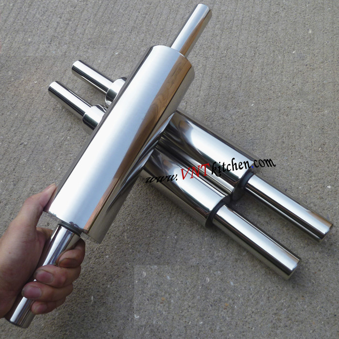 Stainless steel rolling pin Rolling pin Through hammer press noodle stick Solid solid steel flour stick Roller lever stick Press noodle stick