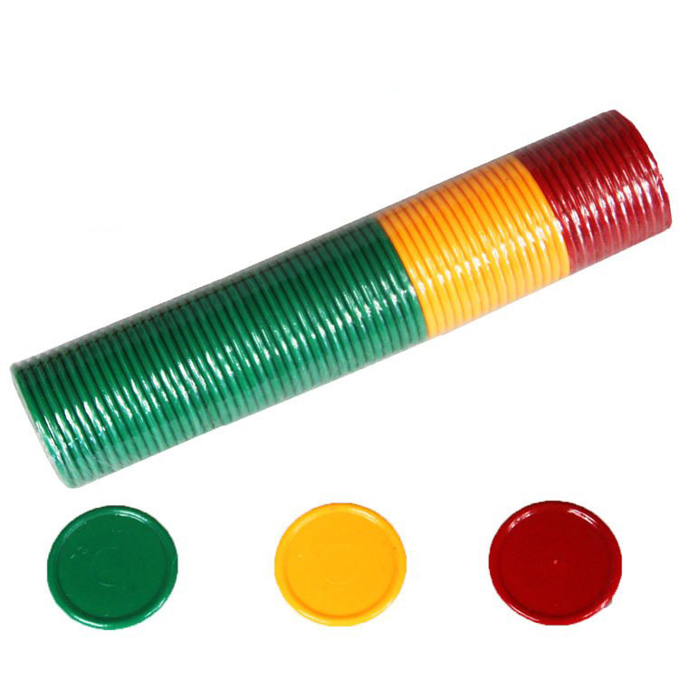 Large chips straight 3-color three-color ordinary plastic chips game with coins 68 pieces 3 8cm