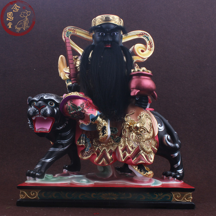 16-inch riding tiger Wuzhen Shenzhenan Zhangmu Artisanal Color Painting and Genuine Gold's Town Residence Zhao Gong Ming Cost Knot Edge