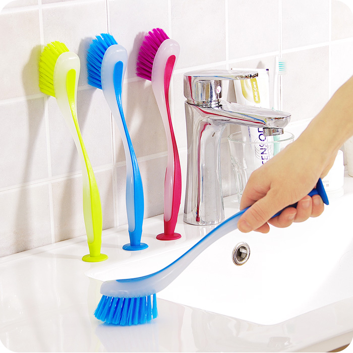 Color vertical multi-function long handle cleaning brush kitchen suction cup sink cleaning pot brush brush dishwashing brush