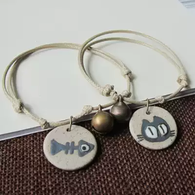 Cute cartoon ceramic couple hand female student gift pair Jingdezhen ceramic jewelry factory