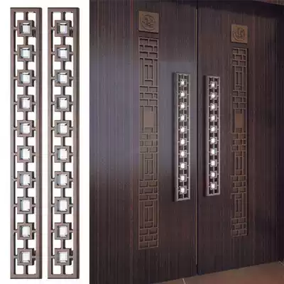 Glass door Wooden door handle carving process door handle Chinese antique square handle handle