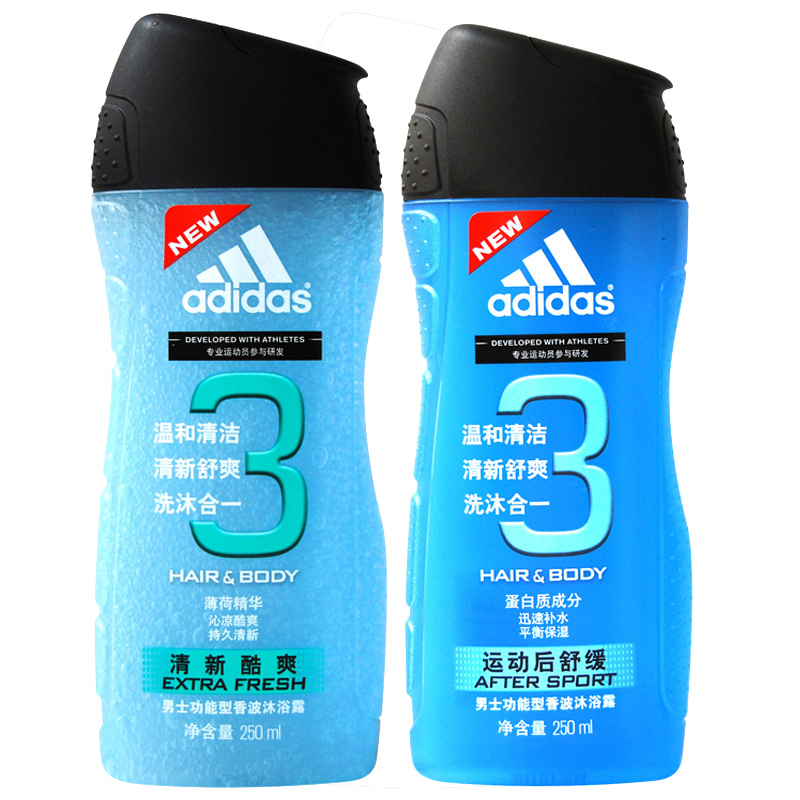 阿迪达斯adidas男士功能型香波清新酷爽+运动后舒缓洗发沐浴2合1