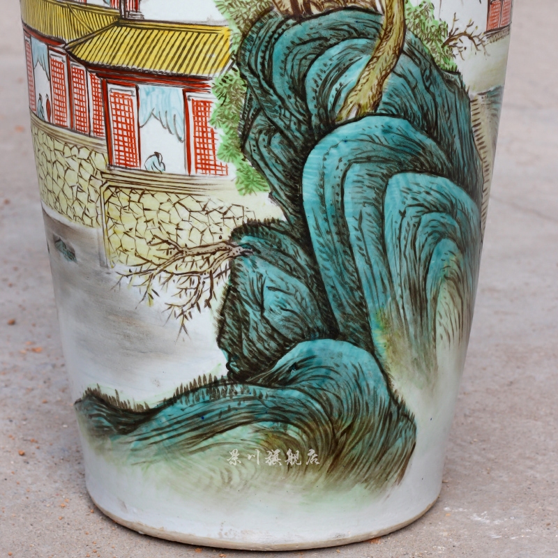 Hand made pastel rich landscape painting big sitting room of large porcelain of jingdezhen ceramics vase furnishing articles