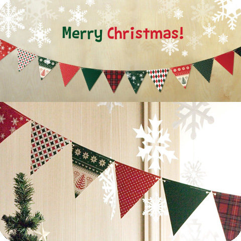 Christmas party decoration flag Triangle Flag Gathering home decoration piece paper flag flag