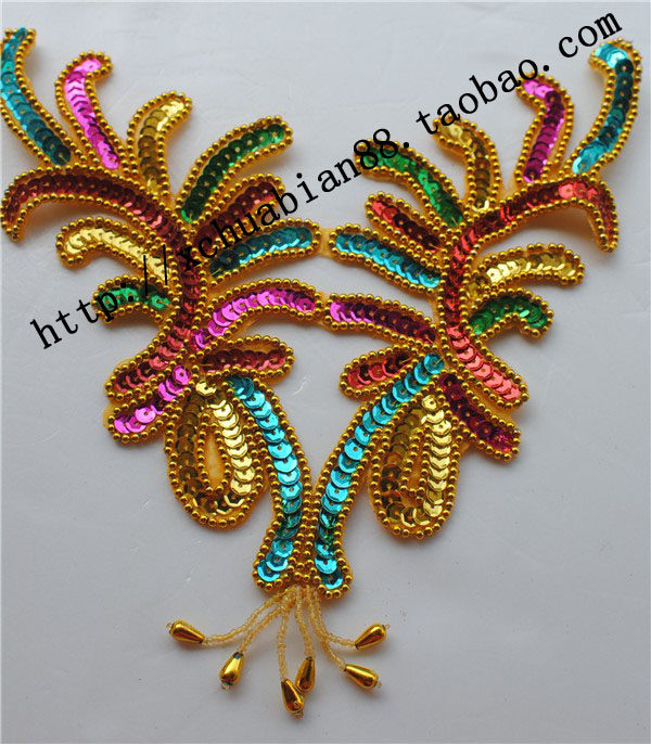 Stage costume accessories Dance performance sequin flower Handmade sequin flower Stage sequin flower 329#Gold and Silver Color
