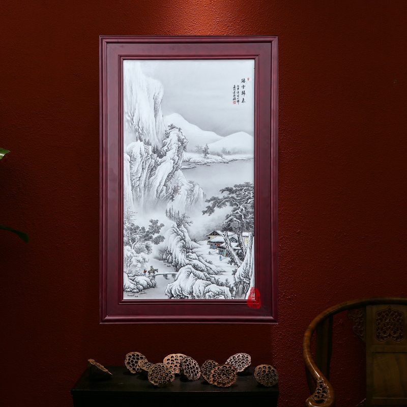 Jingdezhen ceramics back through the snow Zhou Xiaohui hand - made porcelain plate painting decoration hanging paintings of Chinese style living room furnishing articles