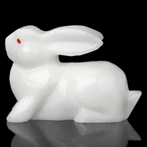 White jade rabbit ornaments Jade rabbit in the shape of auspicious rabbit Jade Rabbit ornaments Jade carved White Rabbit ornaments mascot