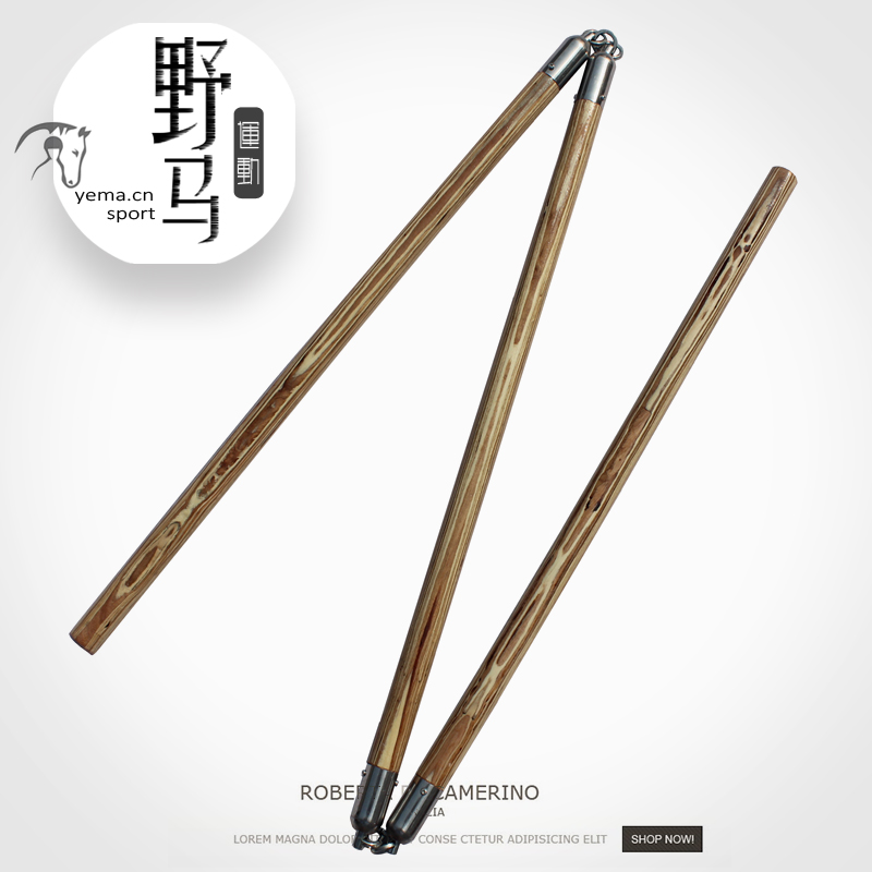 Mustang selected King Kong wood three-section stick Melaleuca wood three-section stick Martial arts stick Soft weapons Martial arts supplies