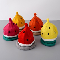 Korean version of the new watermelon hat childrens pointy hat handmade baby wool hat autumn and winter warm mens and womens childrens hats