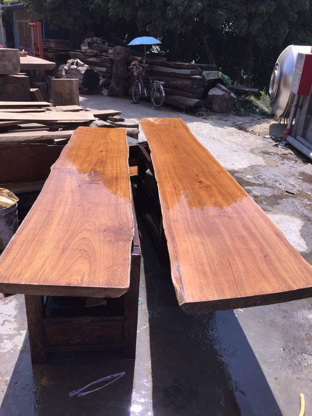 Burmese teak bar table