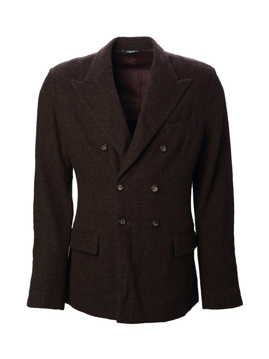 Dolce&Gabbana 棕红色戗驳领双排扣饰长袖外套