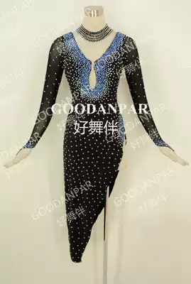 Adult competition clothing Latin dance dance skirt Latin stage clothing high-end custom hypotenuse high split good dance partner