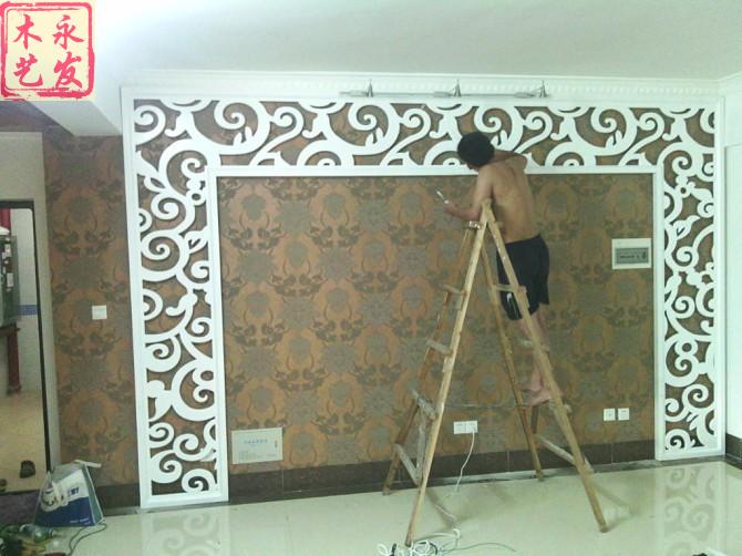 Set to make solid wood flower lattice Density Board Through Flower Board Carved Flower Background Wall Xuanguan Partition Screen Dingjin Special Film-Taobao