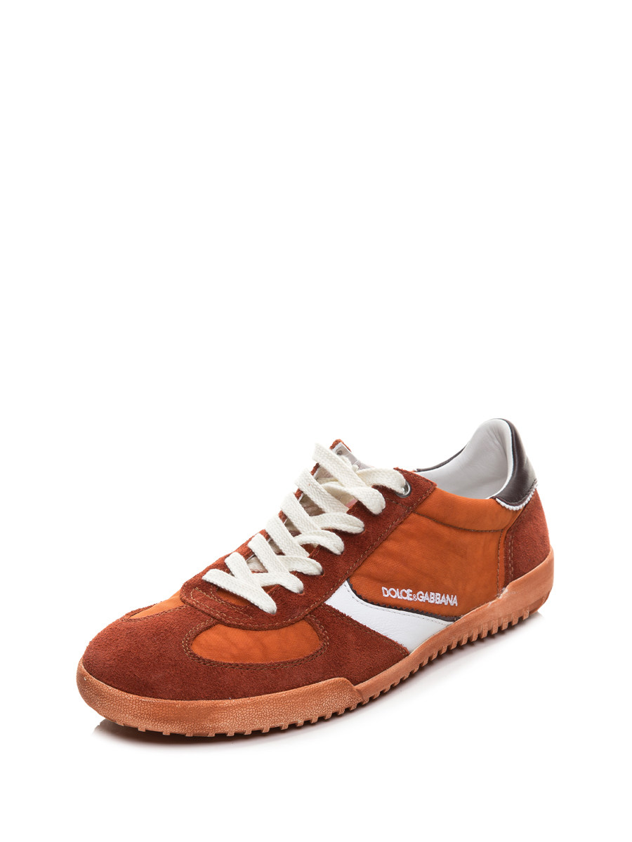 Dolce&Gabbana 鲜橙双色拼贴系带休闲鞋