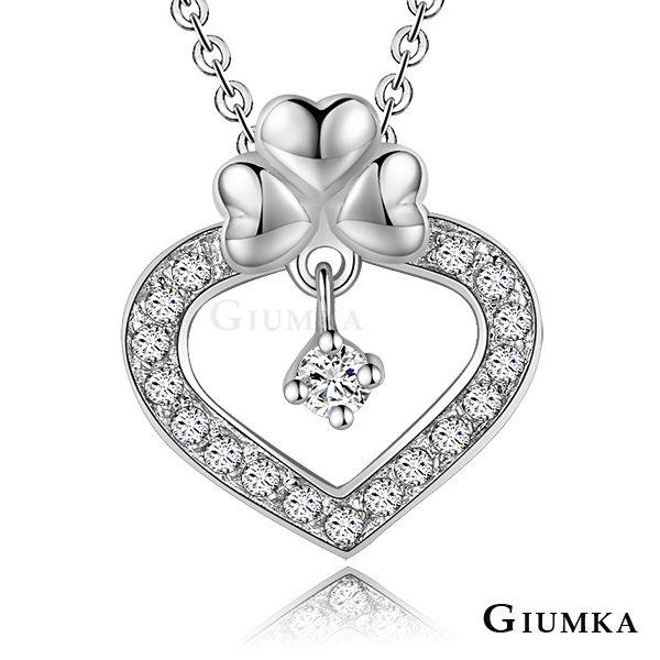 台湾官网直邮进口【GIUMKA】白K饰－三叶幸运星项炼 精镀正白K 爱