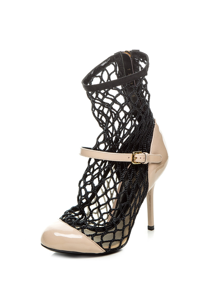 Dolce&Gabbana 米色拼接镂空高跟鞋