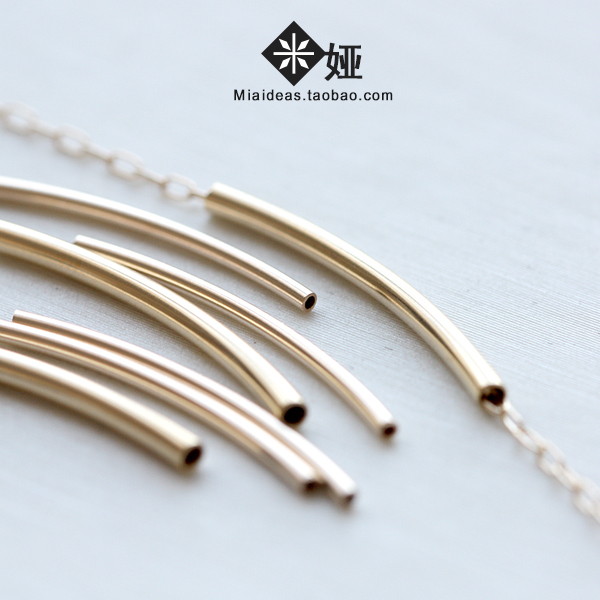 US Imports 14K Bag Golden Glossy Bend positioning tube Buddha Pearl long tube DIY handmade winding jewelry accessories