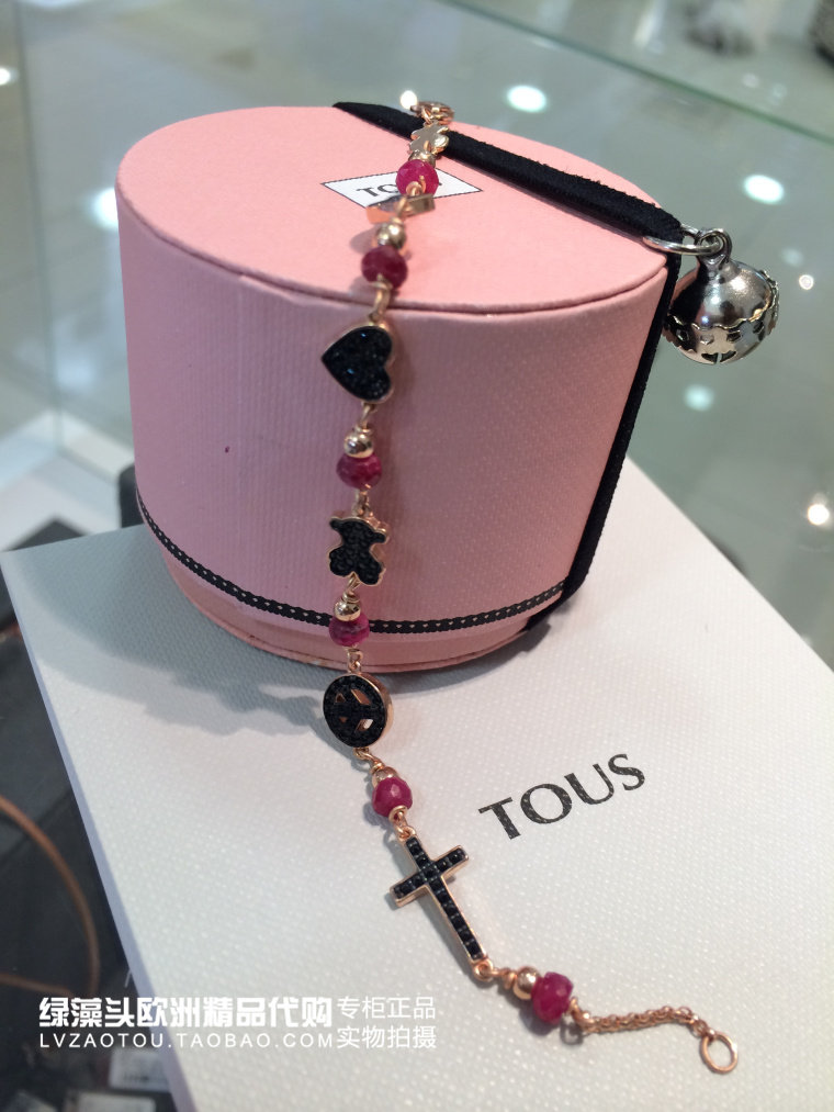 European light luxury brand TOUS peach bear classic love bear cross silver-plated rose gold hand-carved girl