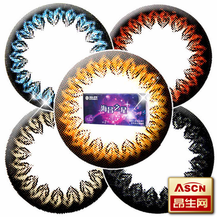 2送4]海昌之星美瞳大小直径近视隐形眼镜混自然半年抛1片装TF