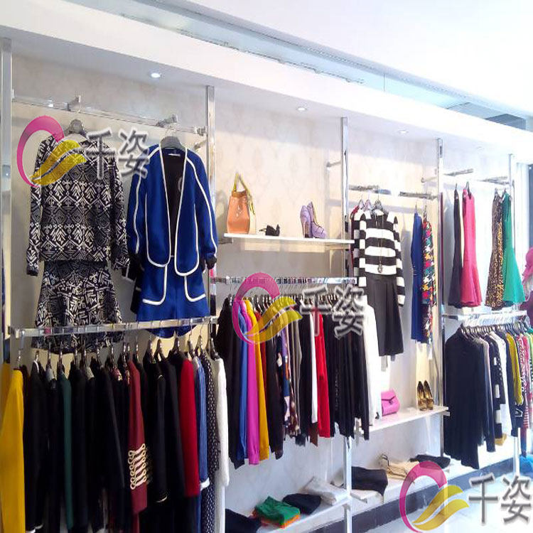 Clothing store display rack shelves wall columns Men's and women's clothing shelves Clothing high-grade rose gold combination multi-functional